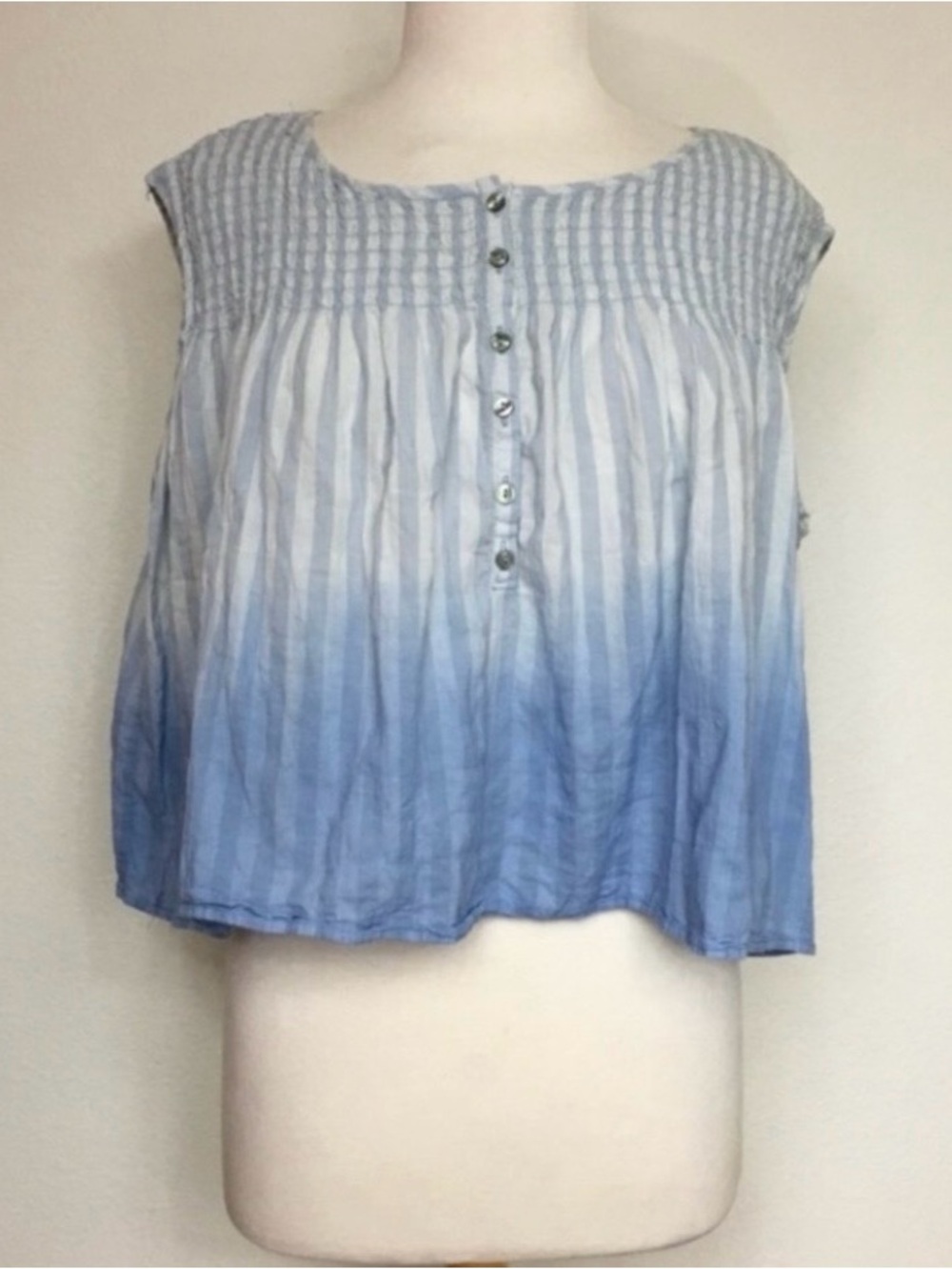 Free People We the Free Womens A Little Bit of Something Blue Ombre Boxy Top XS